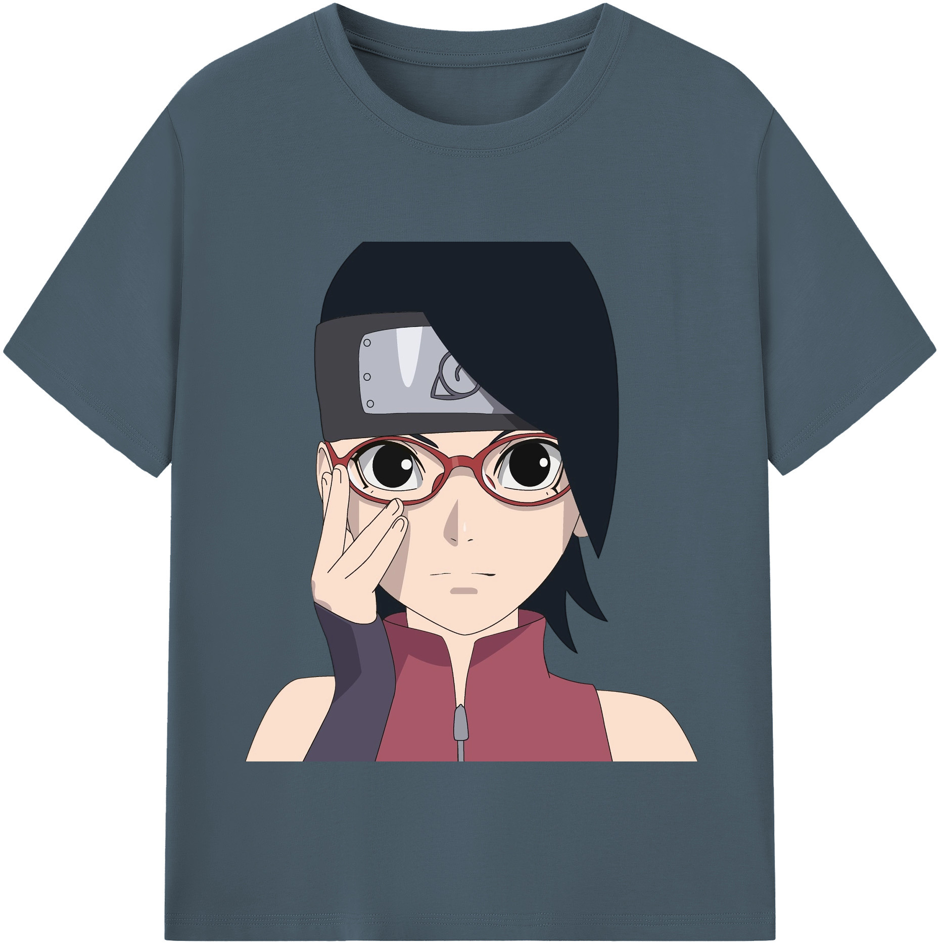 （画像用） NARUTO -ナルト- うちは サラダ Uchiha Sarada 綿100％半袖Tシャツ（フロントプリント）